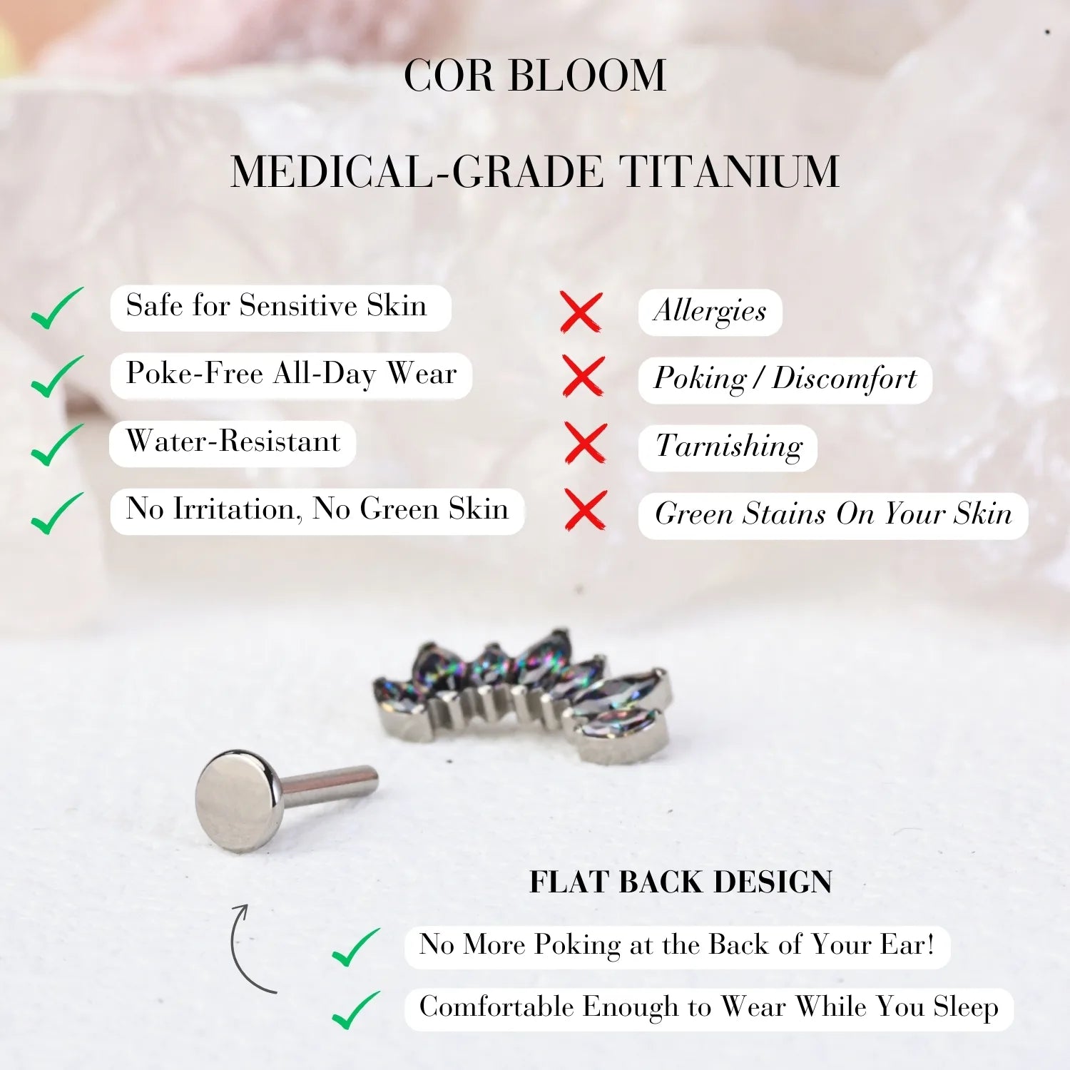 Titanium Dark Iridescent 7-Petal Crown Stud