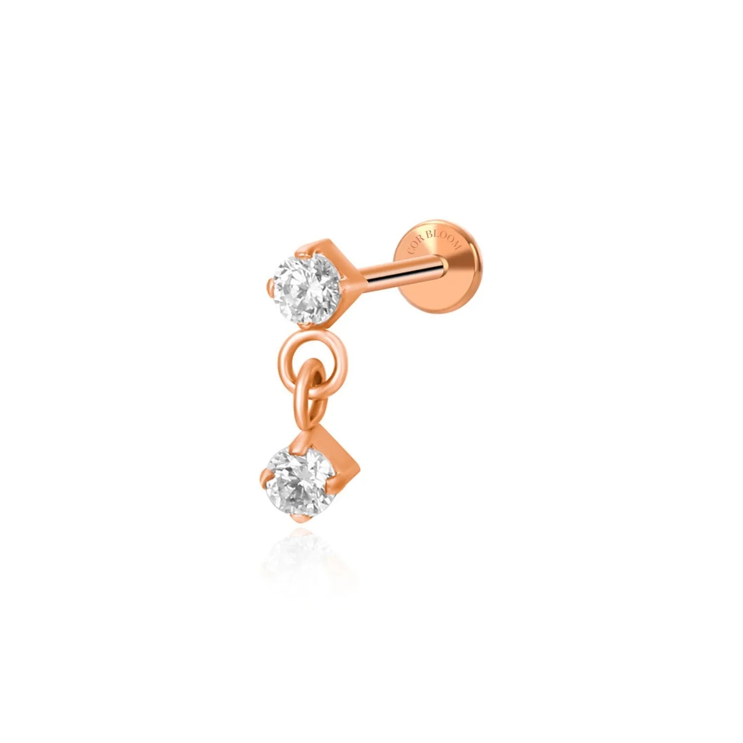 Titanium Emmie Mini Duo Dangling Diamond Piercing Stud