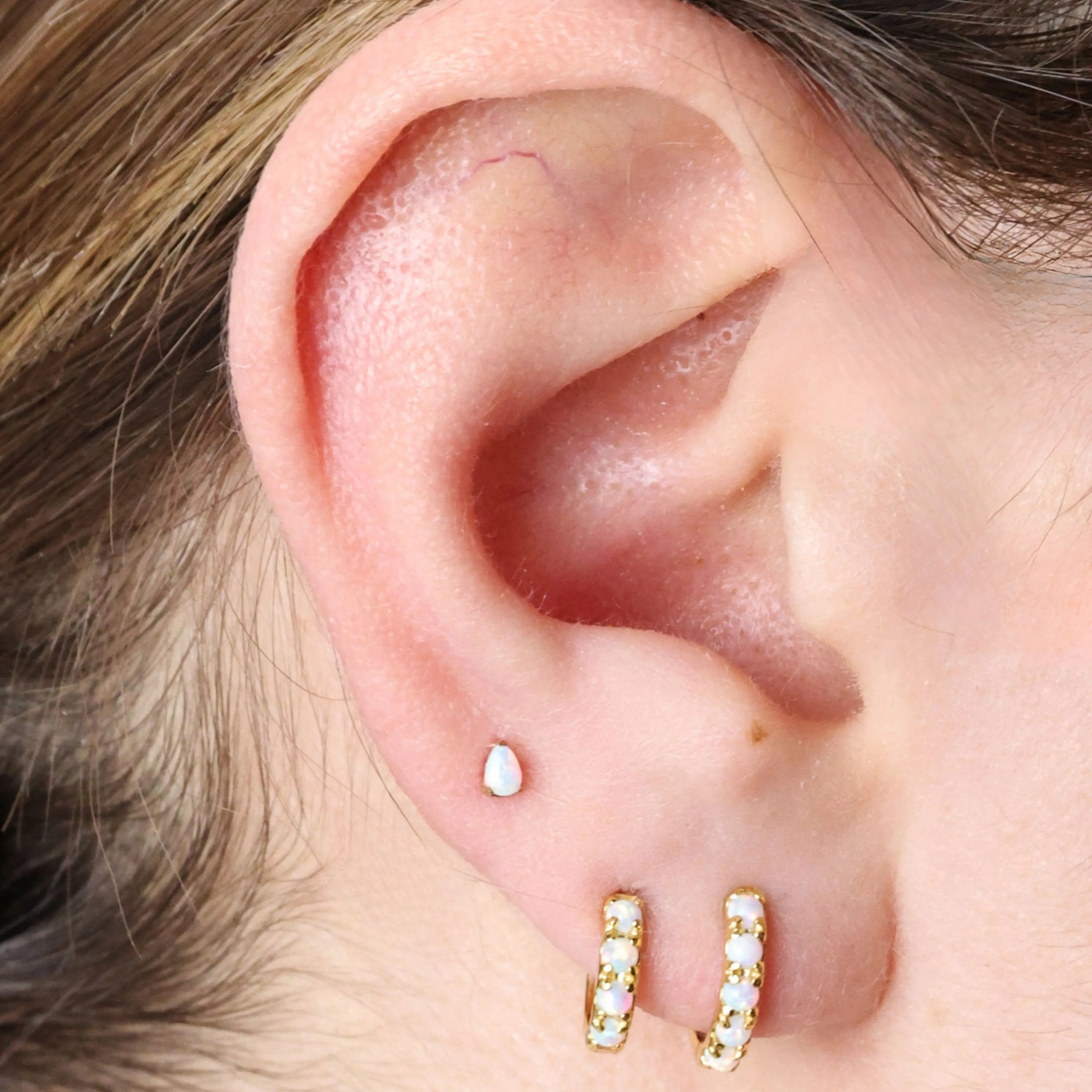 Yianna White Opal Hoop Earrings