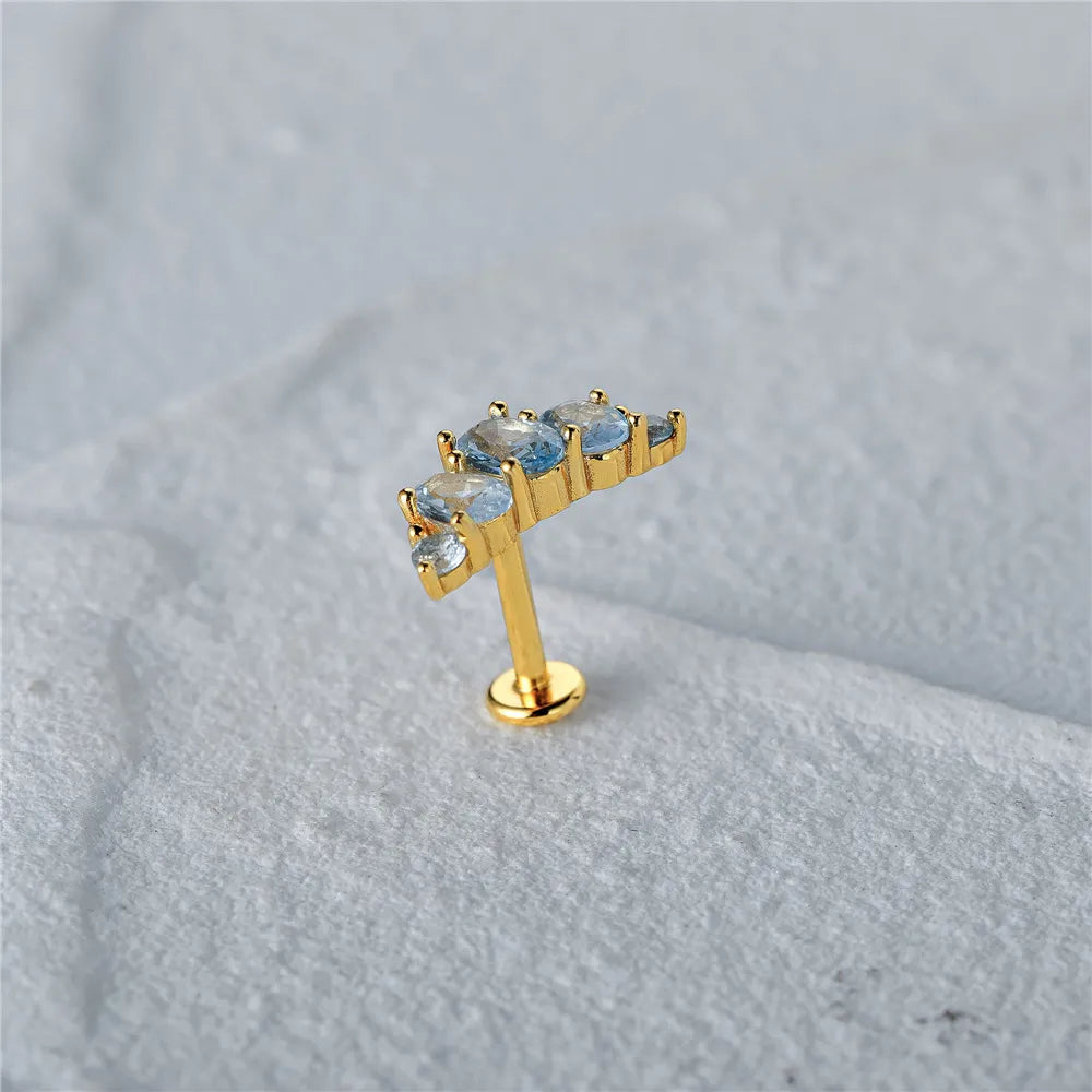 Baby Blue Five-Petal Labret Piercing (16G)