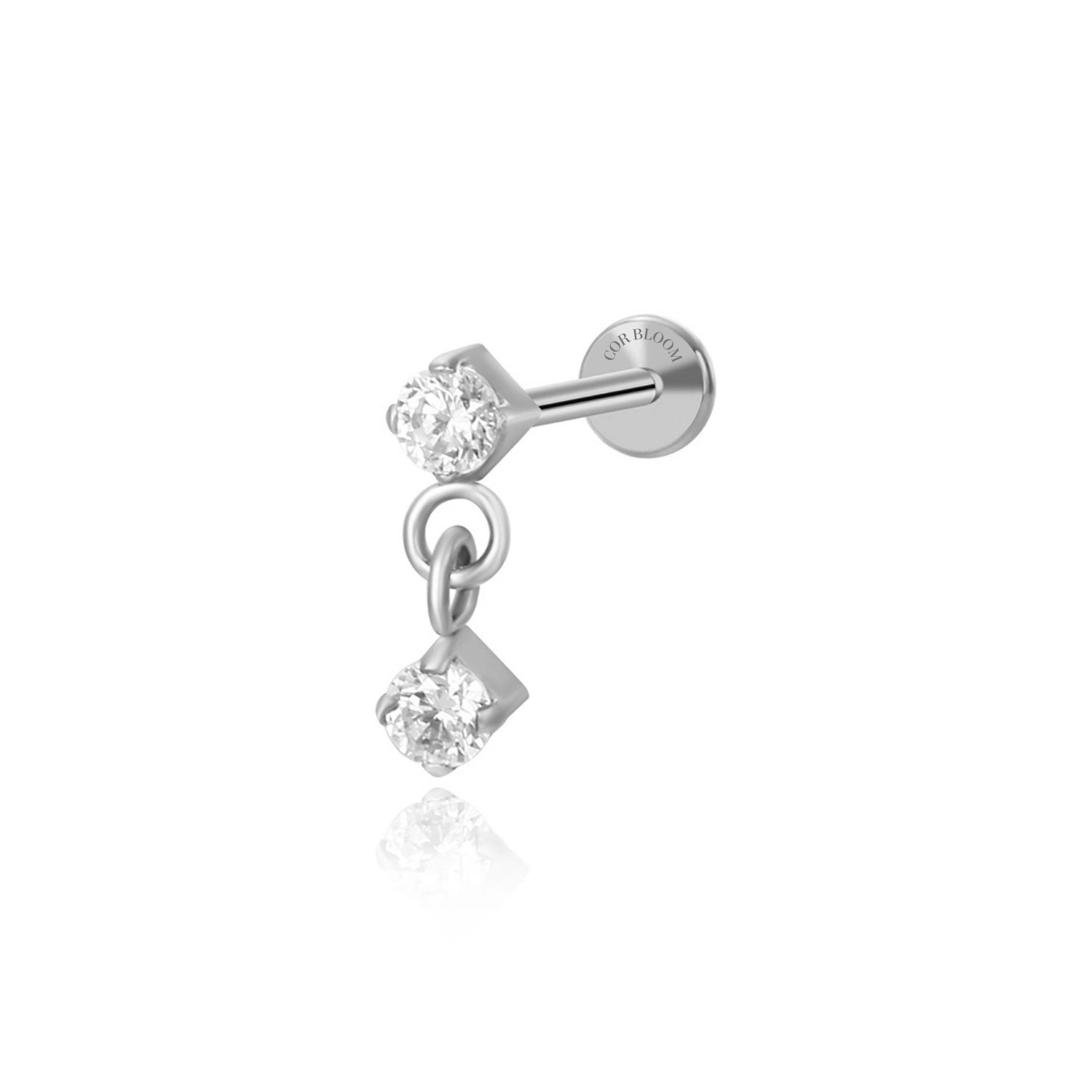 Titanium Emmie Mini Duo Dangling Diamond Piercing Stud