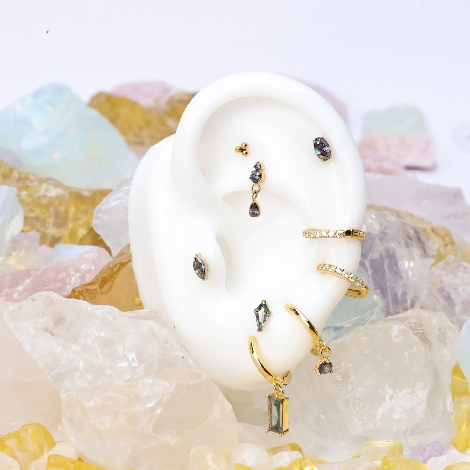 Titanium Elynn Dark Iridescent Marquise Flat Back Stud