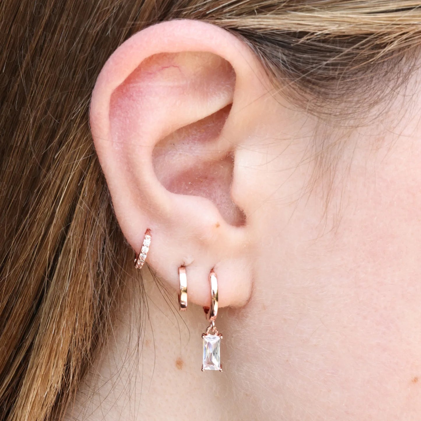 Amelia Diamond Baguette Hoop Earrings