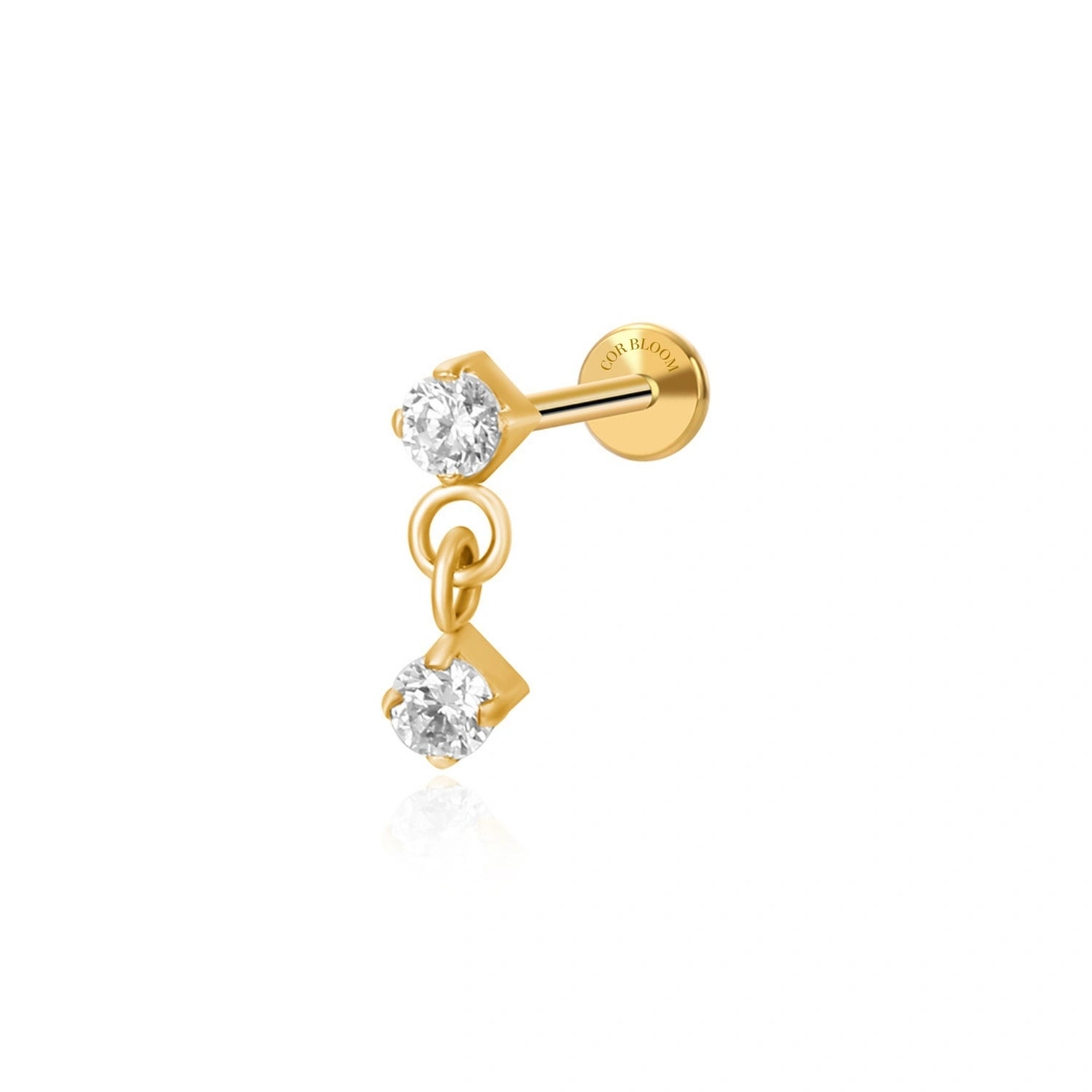 Titanium Emmie Mini Duo Dangling Diamond Piercing Stud