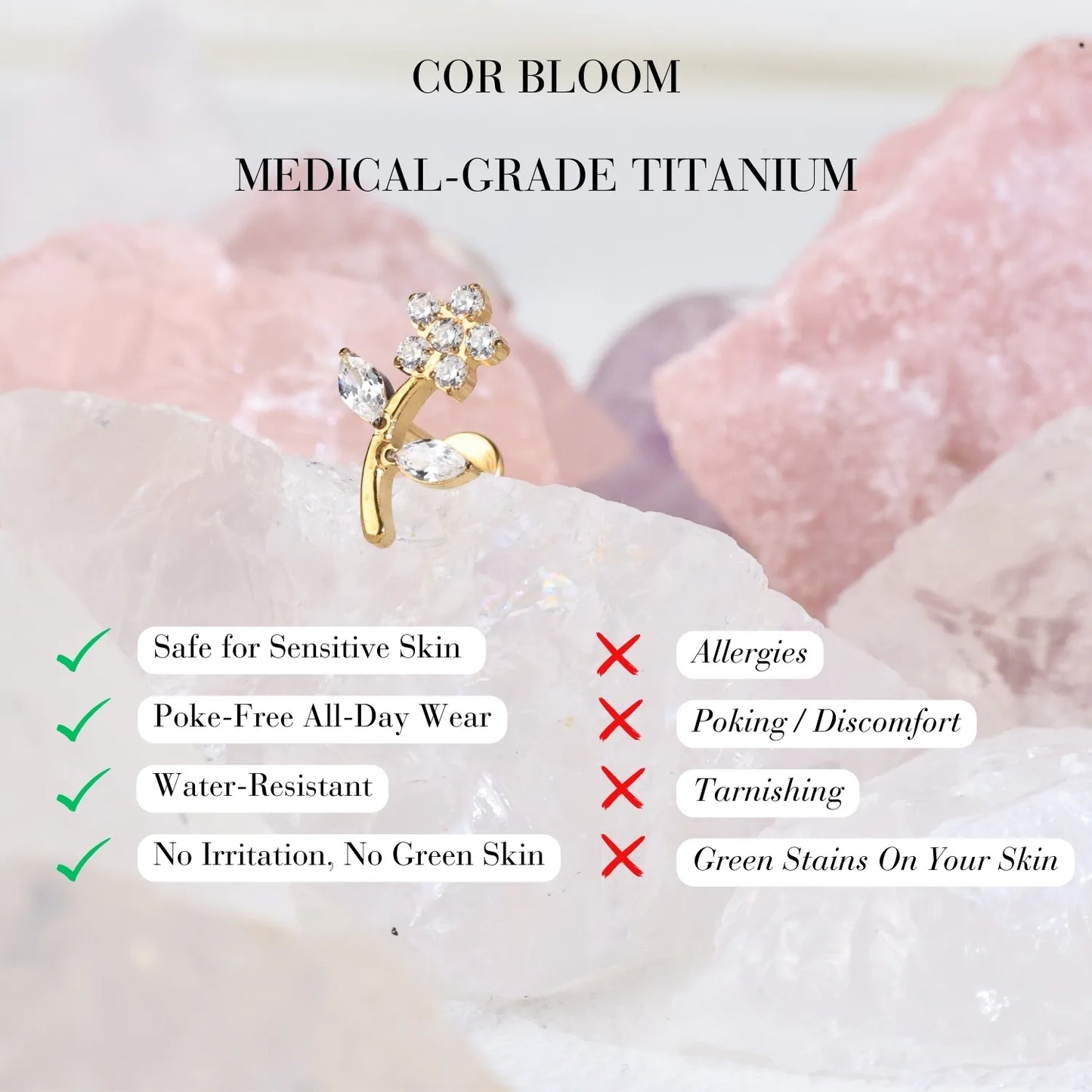 Diamond Flower Climbing Flat Back Earring
