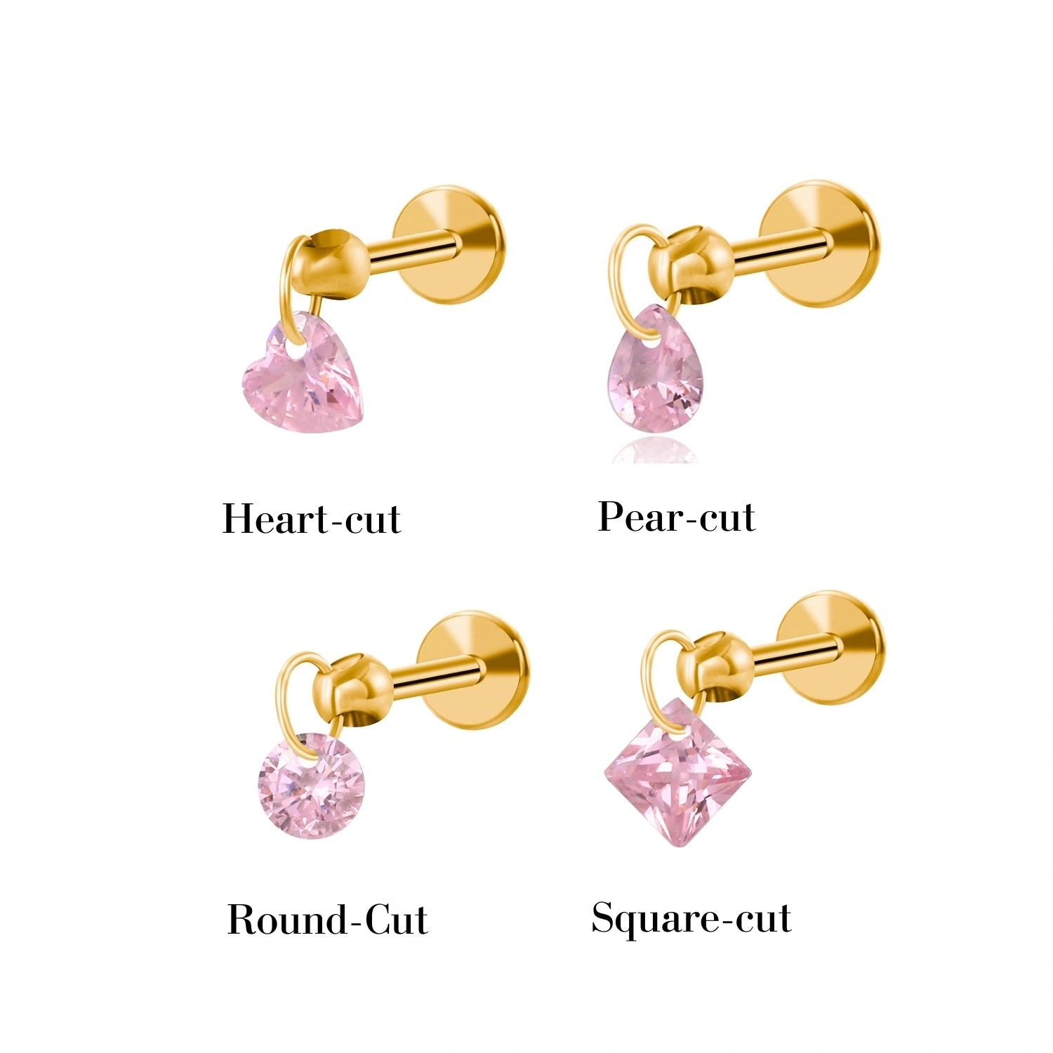 Titanium Floating Rosa Charm Flat Back Stud Earring