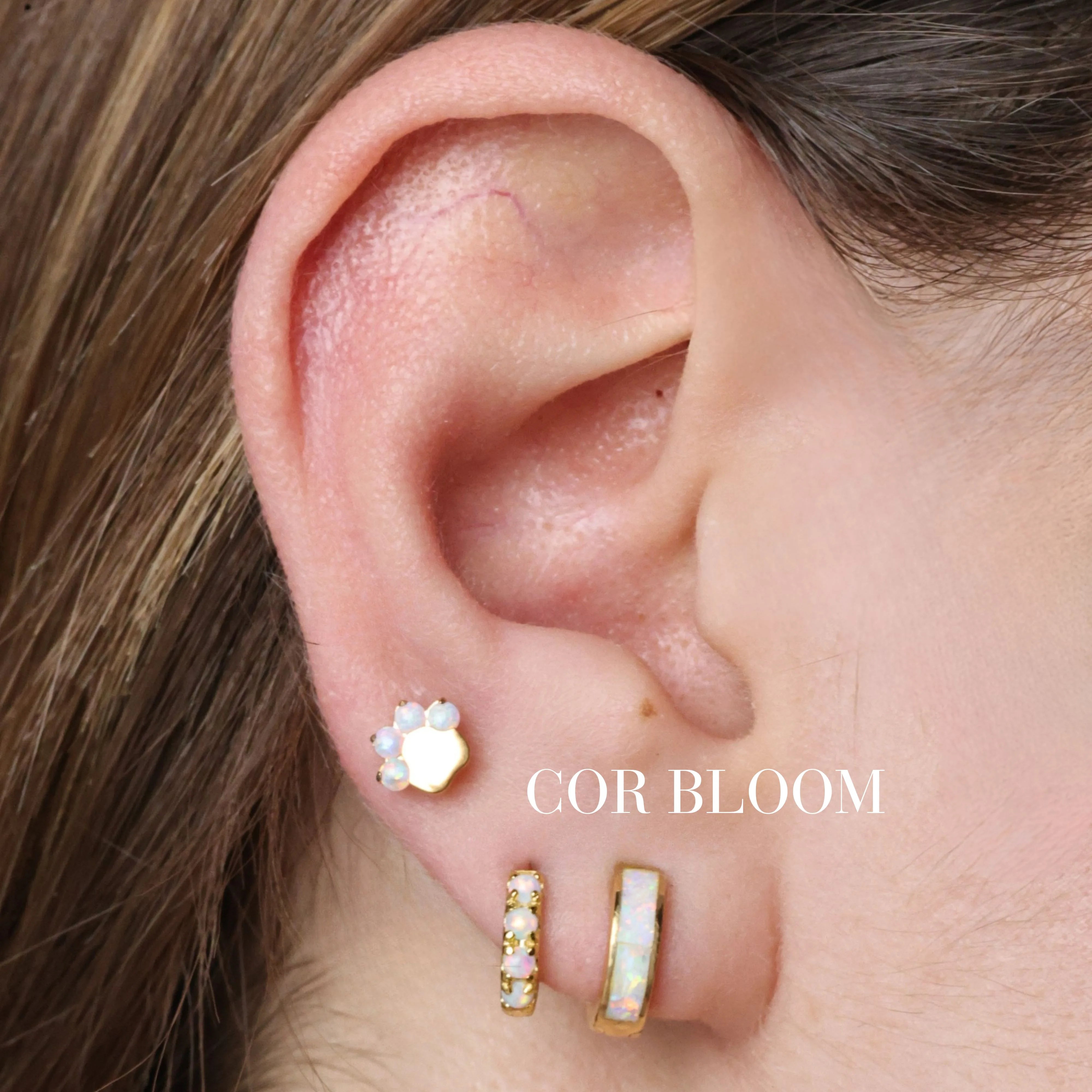 Implant-Grade Titanium White Opal Paw Flat Back Earring