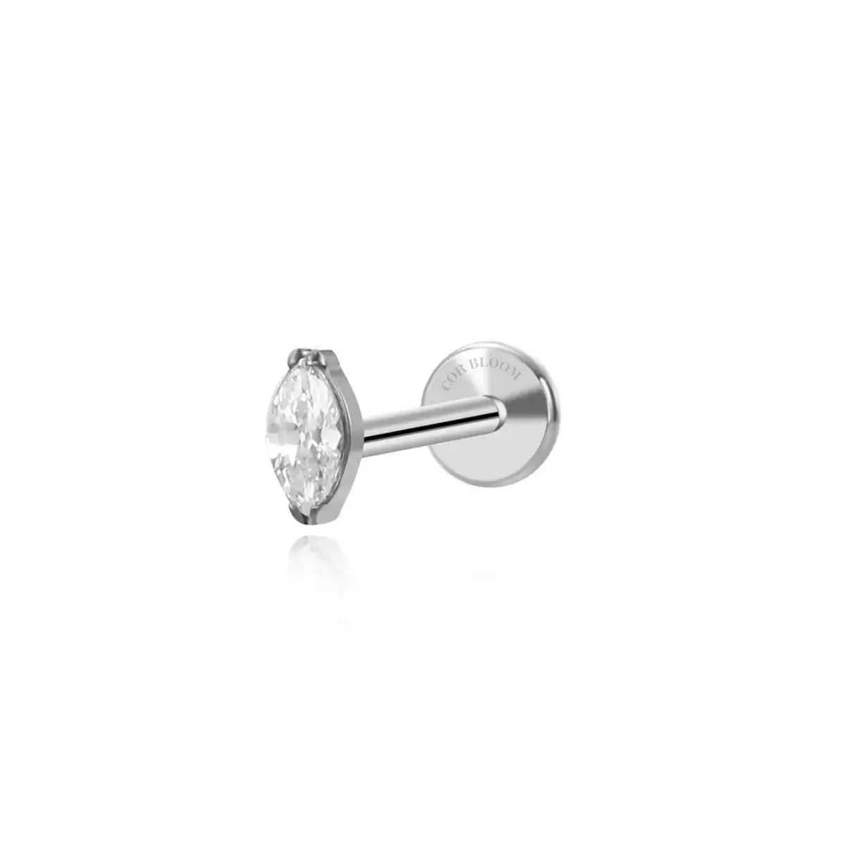 Titanium Elynn White Crystal Marquise Stud