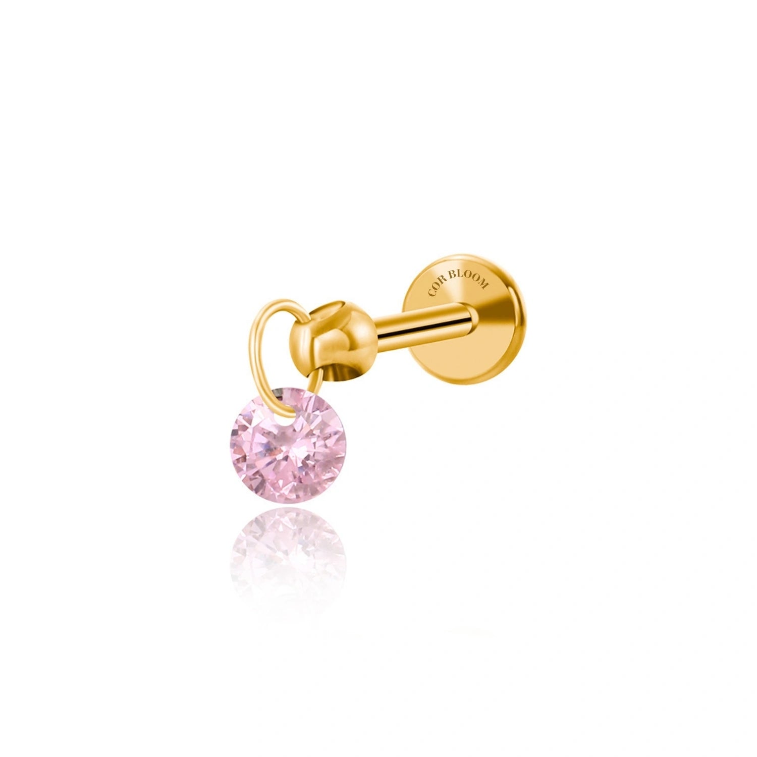 Titanium Floating Rosa Charm Flat Back Stud Earring