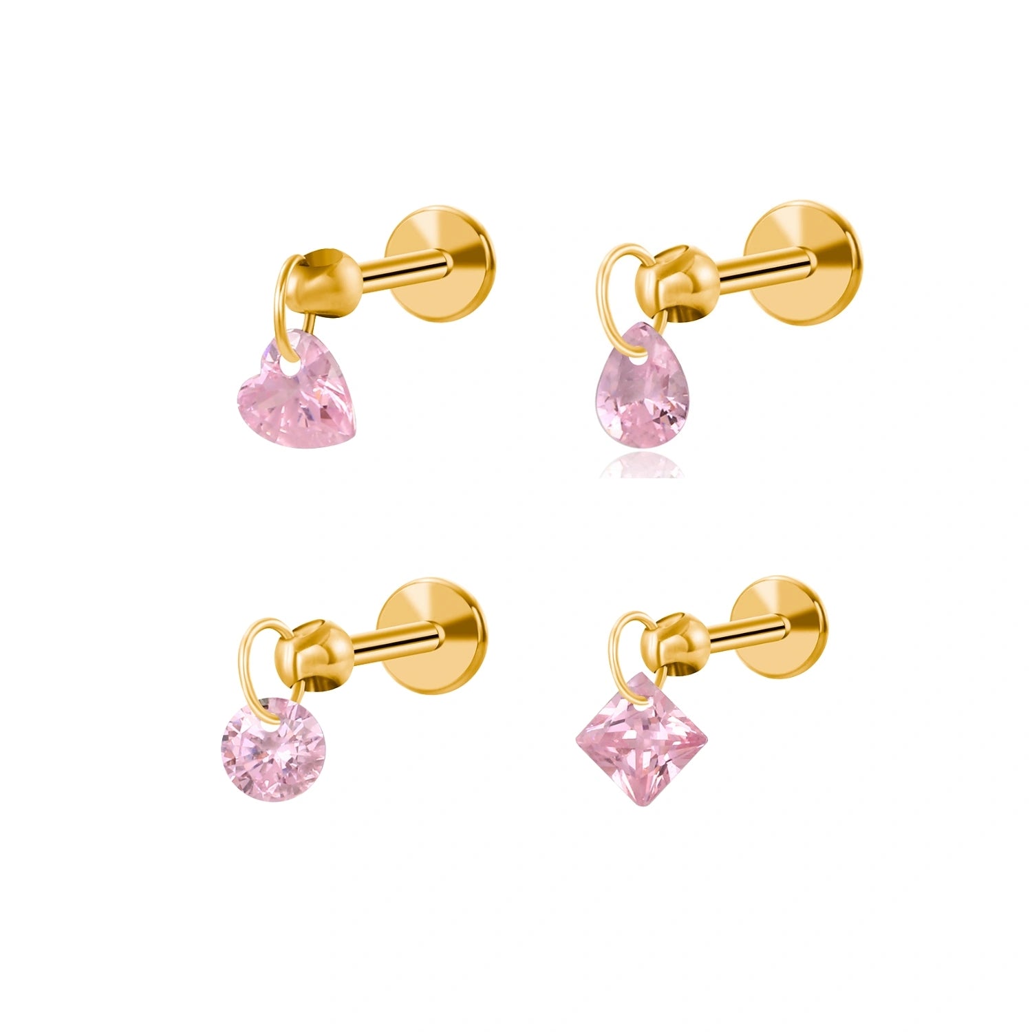 Titanium Floating Rosa Charm Flat Back Stud Earring