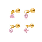 Titanium Floating Rosa Charm Flat Back Stud Earring
