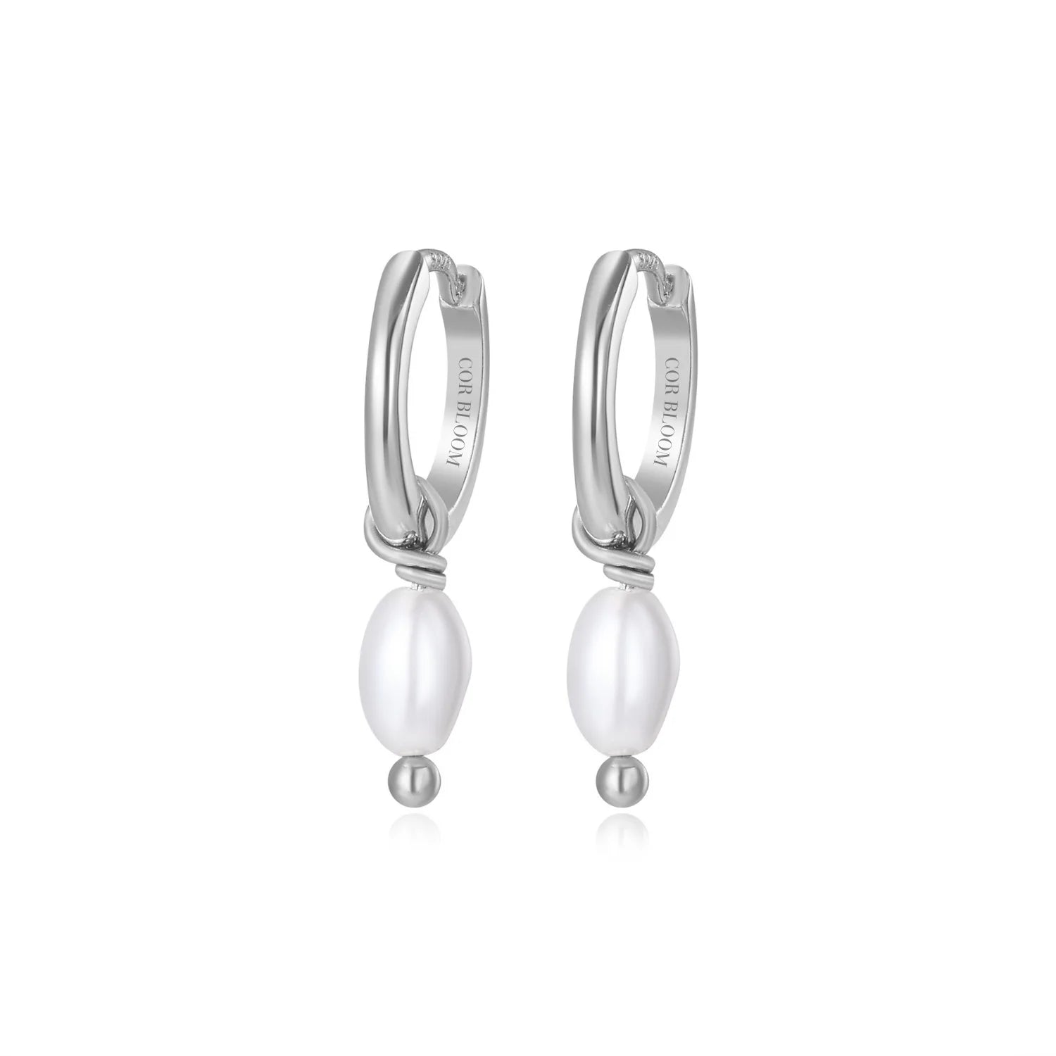 Eros White Pearl Hoop Earrings