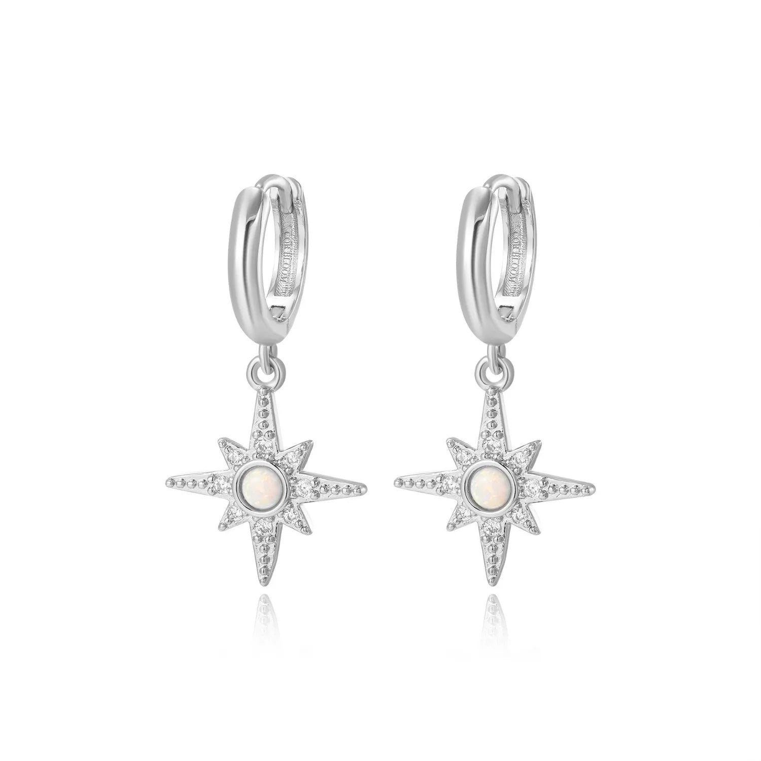 Gaia White Opal Northern Star Hoop Earrings
