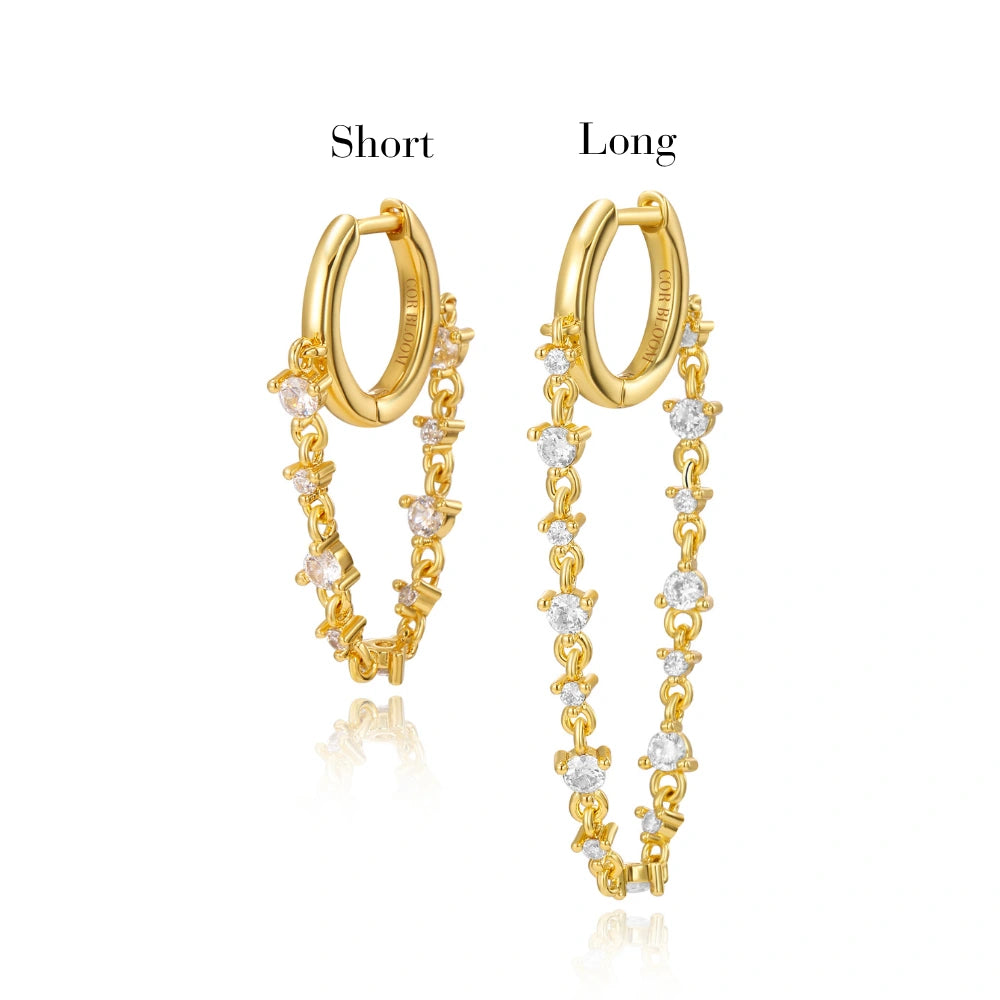 Livia Crystal Gemstones Dangling Chain Hoop Earring