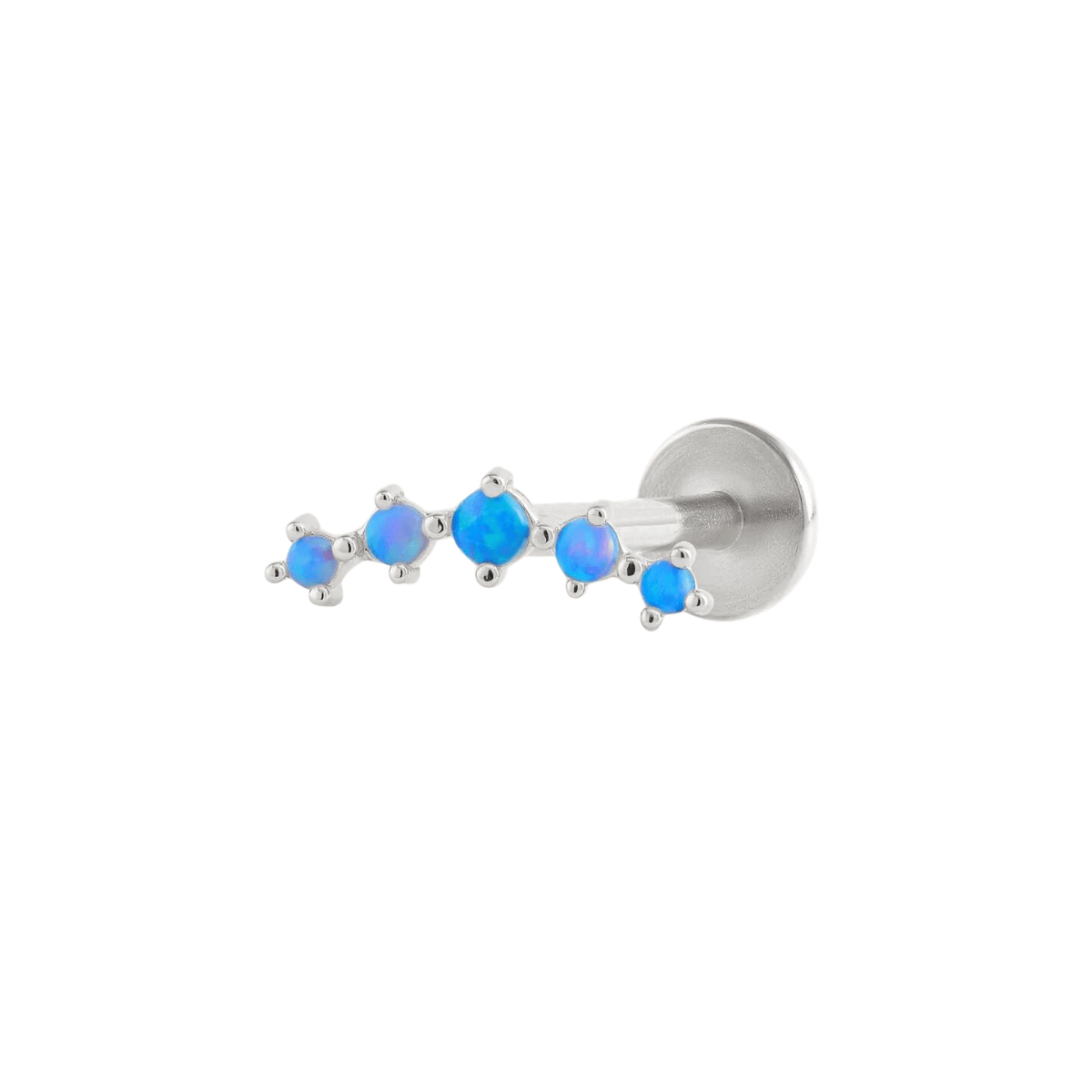 Curved Blue Opal Cartilage Flat Back Piercing Earring