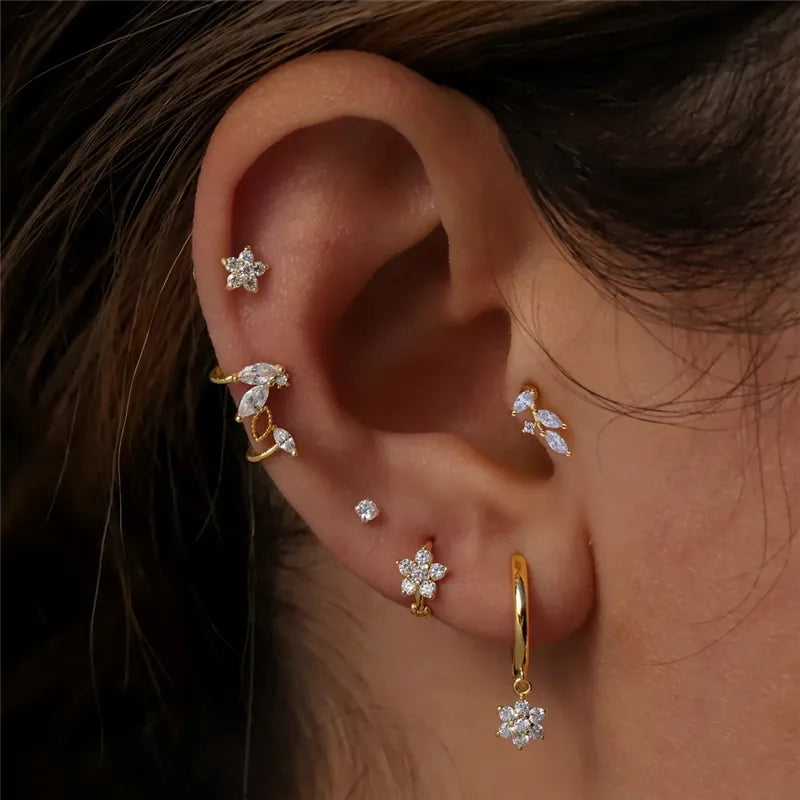 Titanium Climbing Leaf Flat Back Piercing