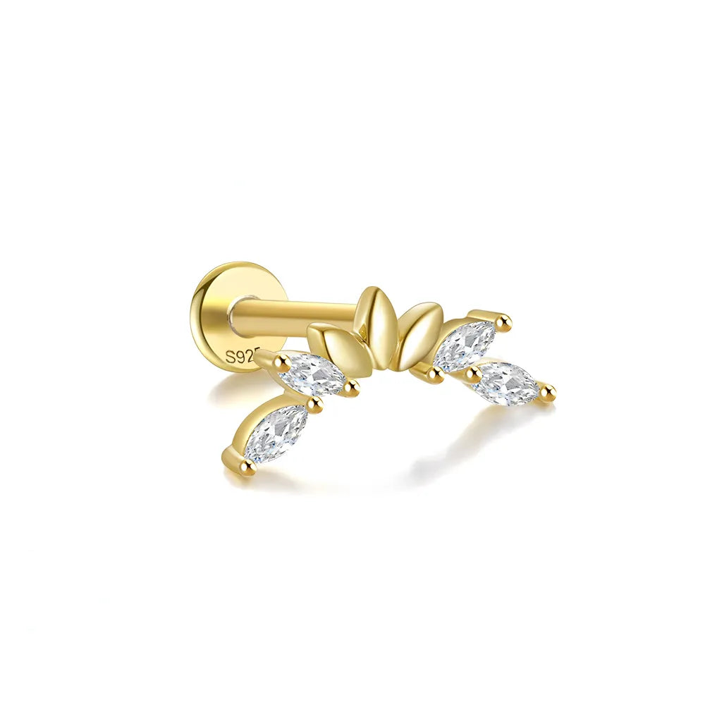 14K Gold Plated Cubic Zirconia Duo Stud Earrings - A New Day™