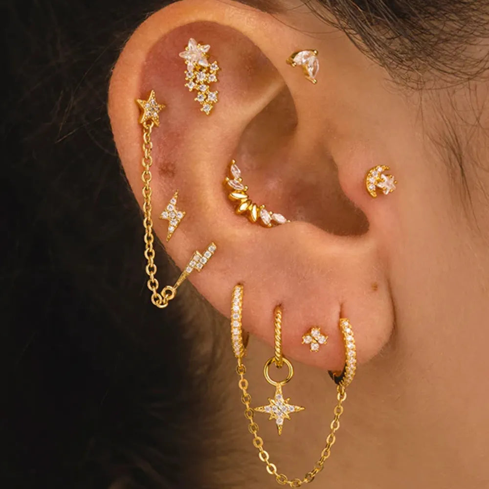 Seven-Petal Diamond Labret Piercing Stud