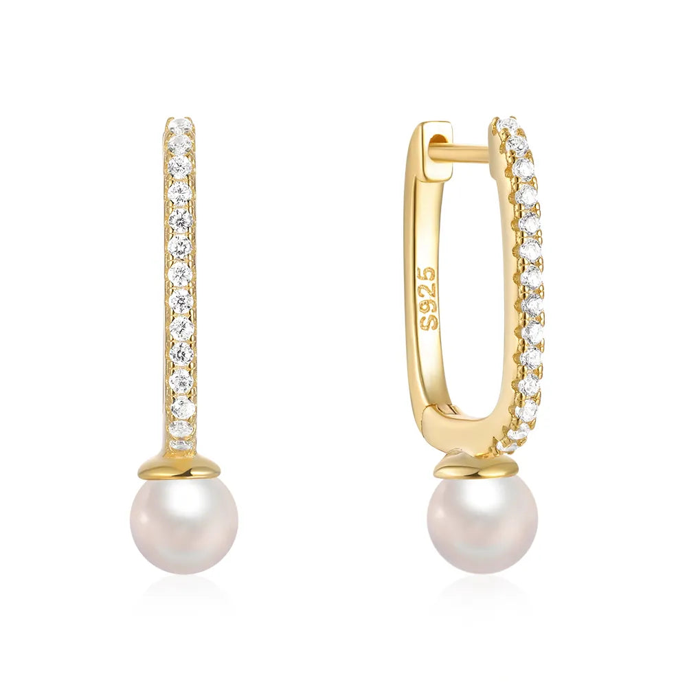 Paris Pearl Pave Hoop Earrings