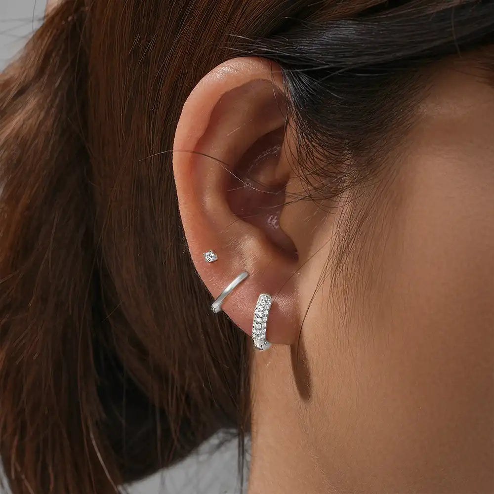 Duo Classic Hoop & CZ Stud Earring Set