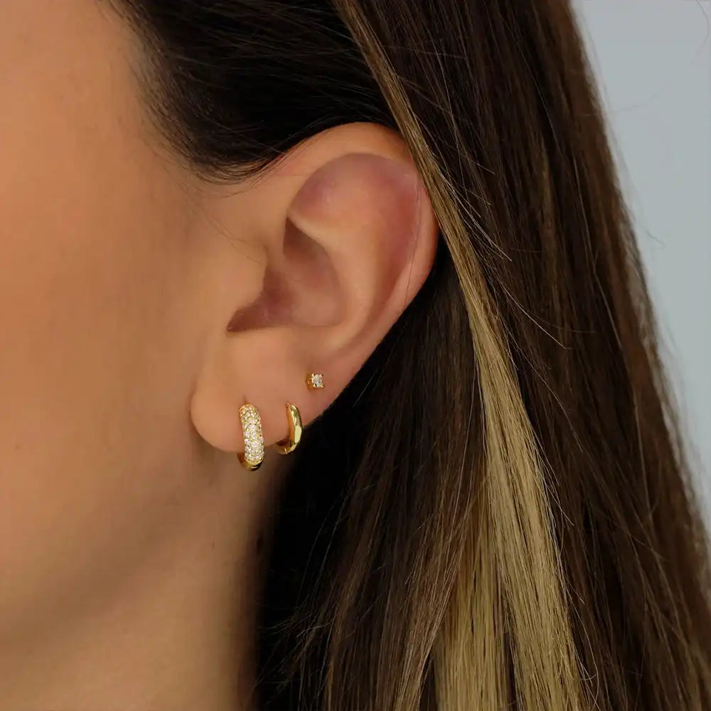 Duo Classic Hoop & CZ Stud Earring Set