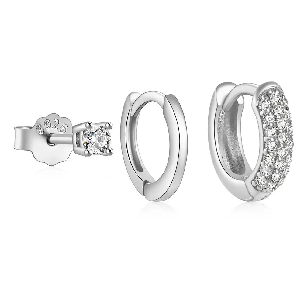Duo Classic Hoop & CZ Stud Earring Set