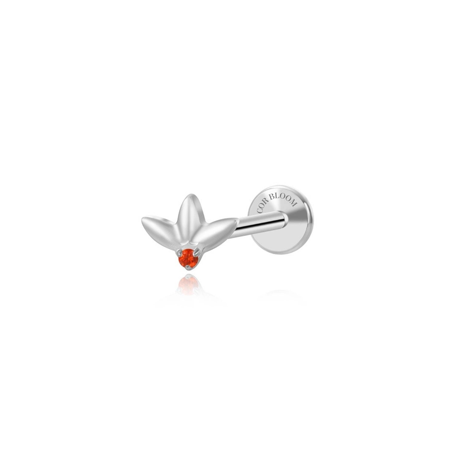 Titanium Red Garnet Small 3-Petal Flat Back Stud