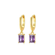Amelia Amethyst Baguette Hoop Earrings