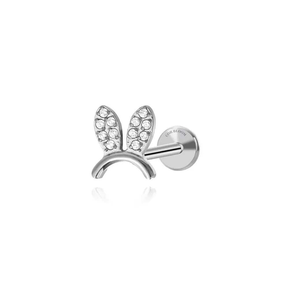 Titanium Pave CZ Rabbit Piercing Stud