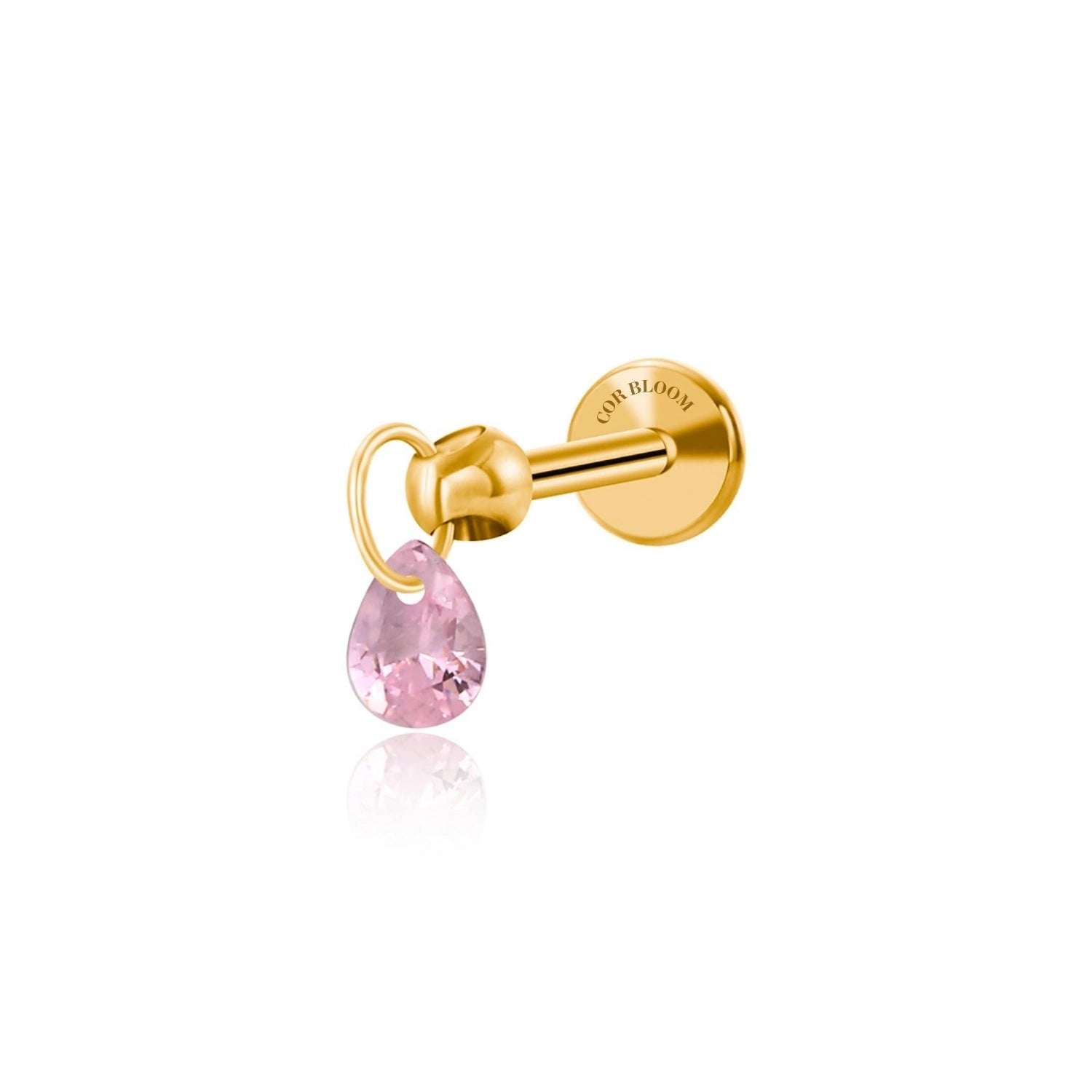 Titanium Floating Rosa Charm Flat Back Stud Earring