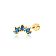 Titanium Sapphire 7-Petal Crown Flat Back Stud