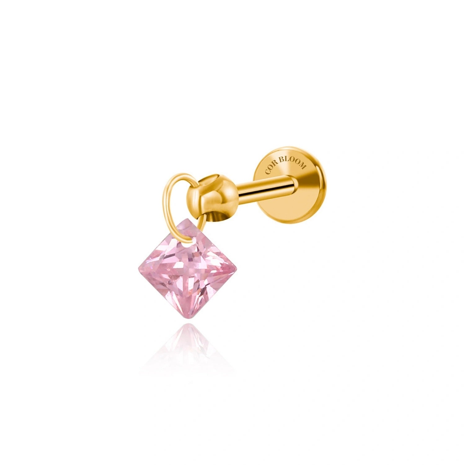 Titanium Floating Rosa Charm Flat Back Stud Earring