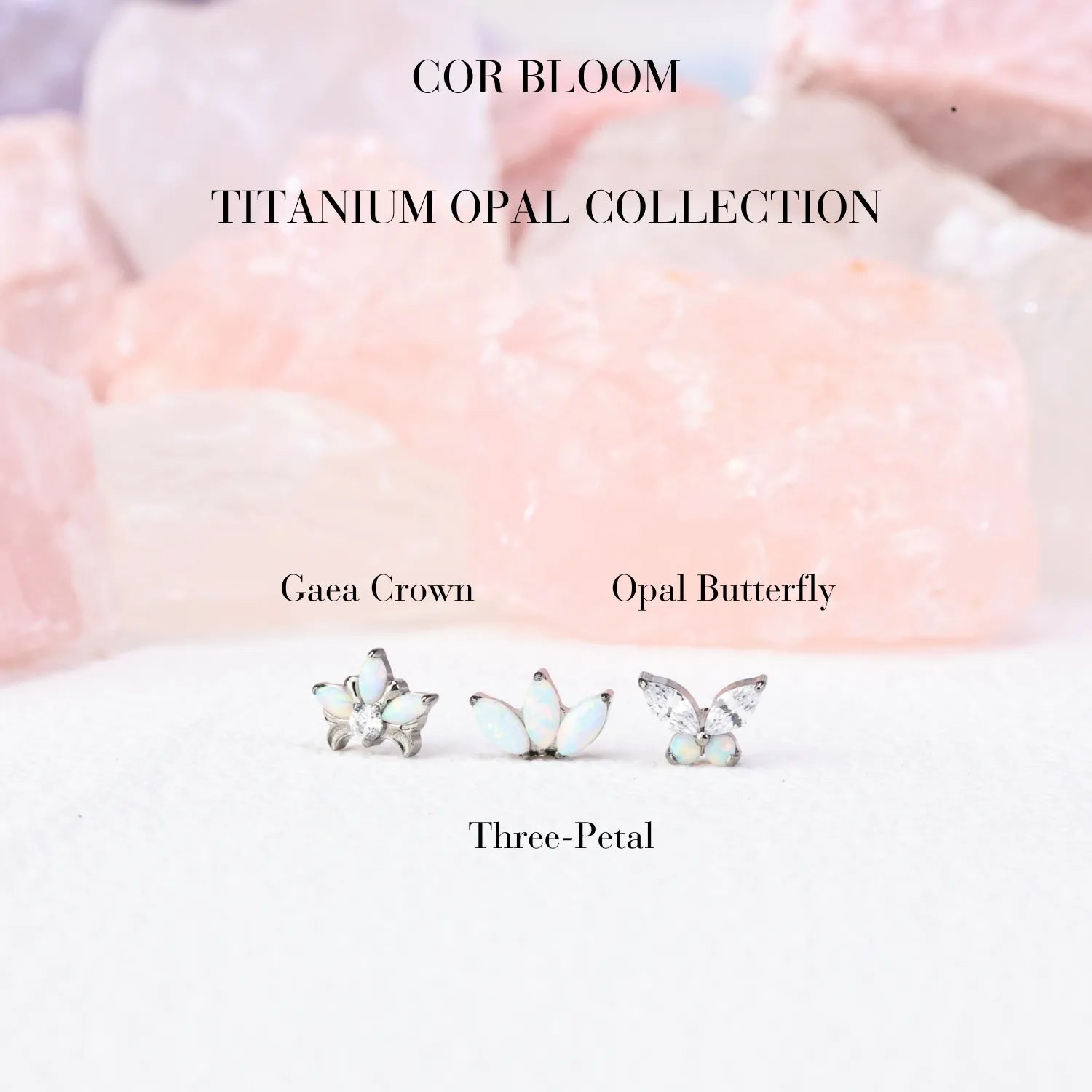 Titanium Hermes Pure White Opal Lotus Crown Stud