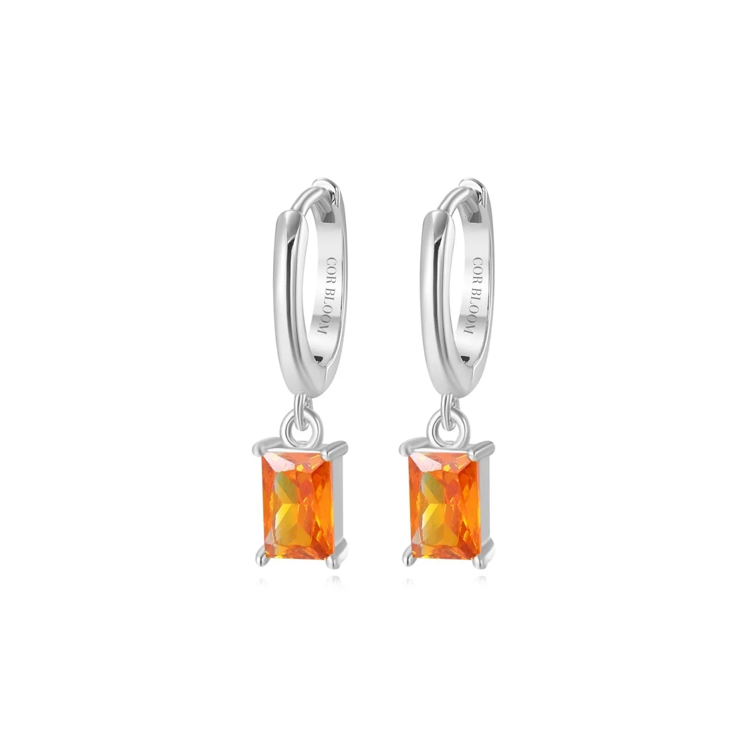 Amelia Orange Red Baguette Hoop Earrings