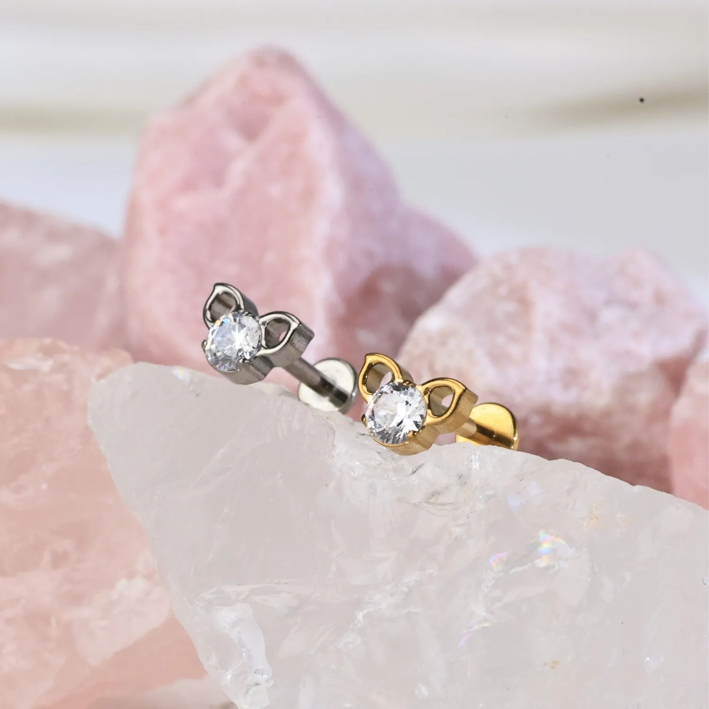Titanium Diamond Mickey Piercing Earring