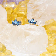 Myla Blue Sapphire Three-Petal Flat Back Stud