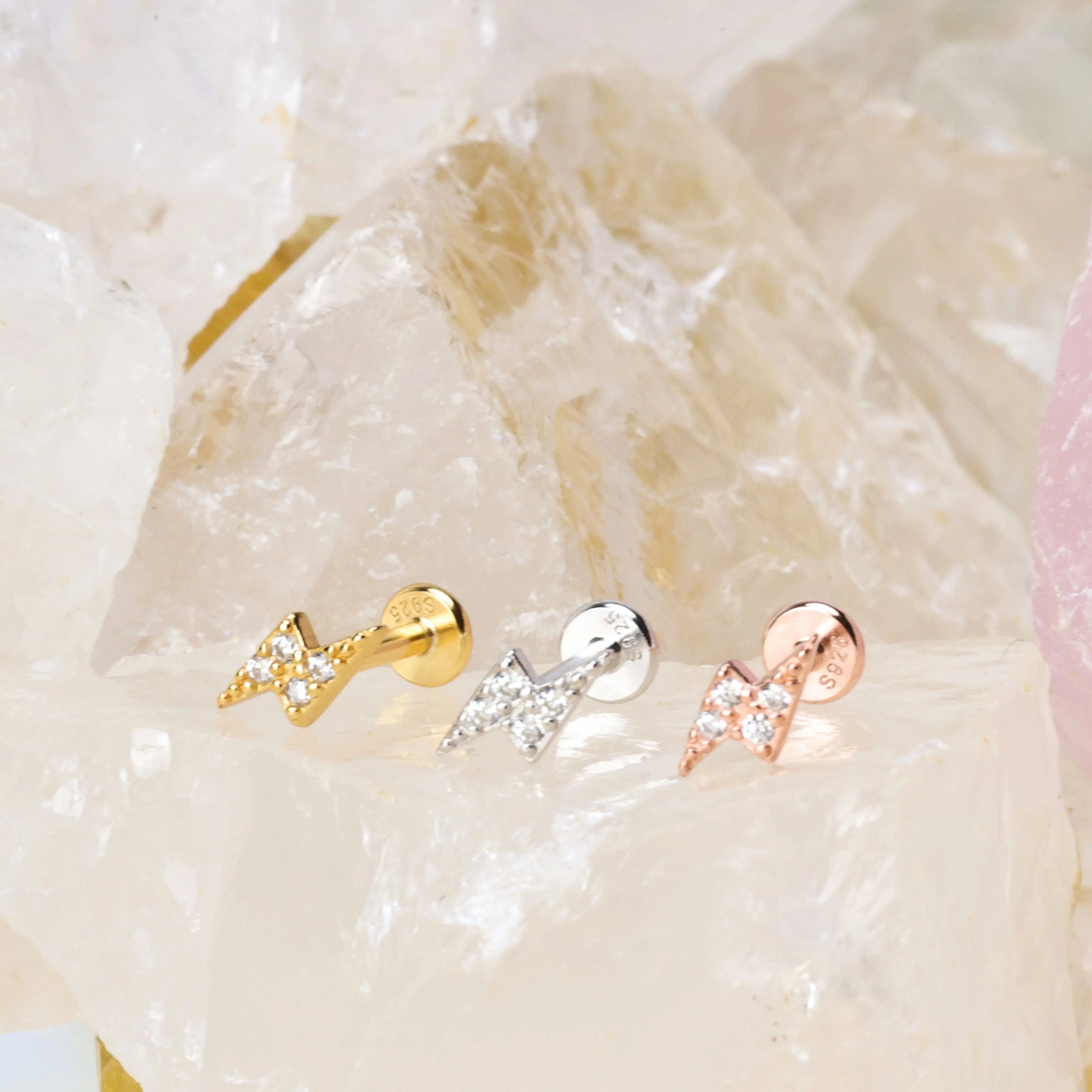 Mini Diamond Lightning Bolt Flat Back Stud