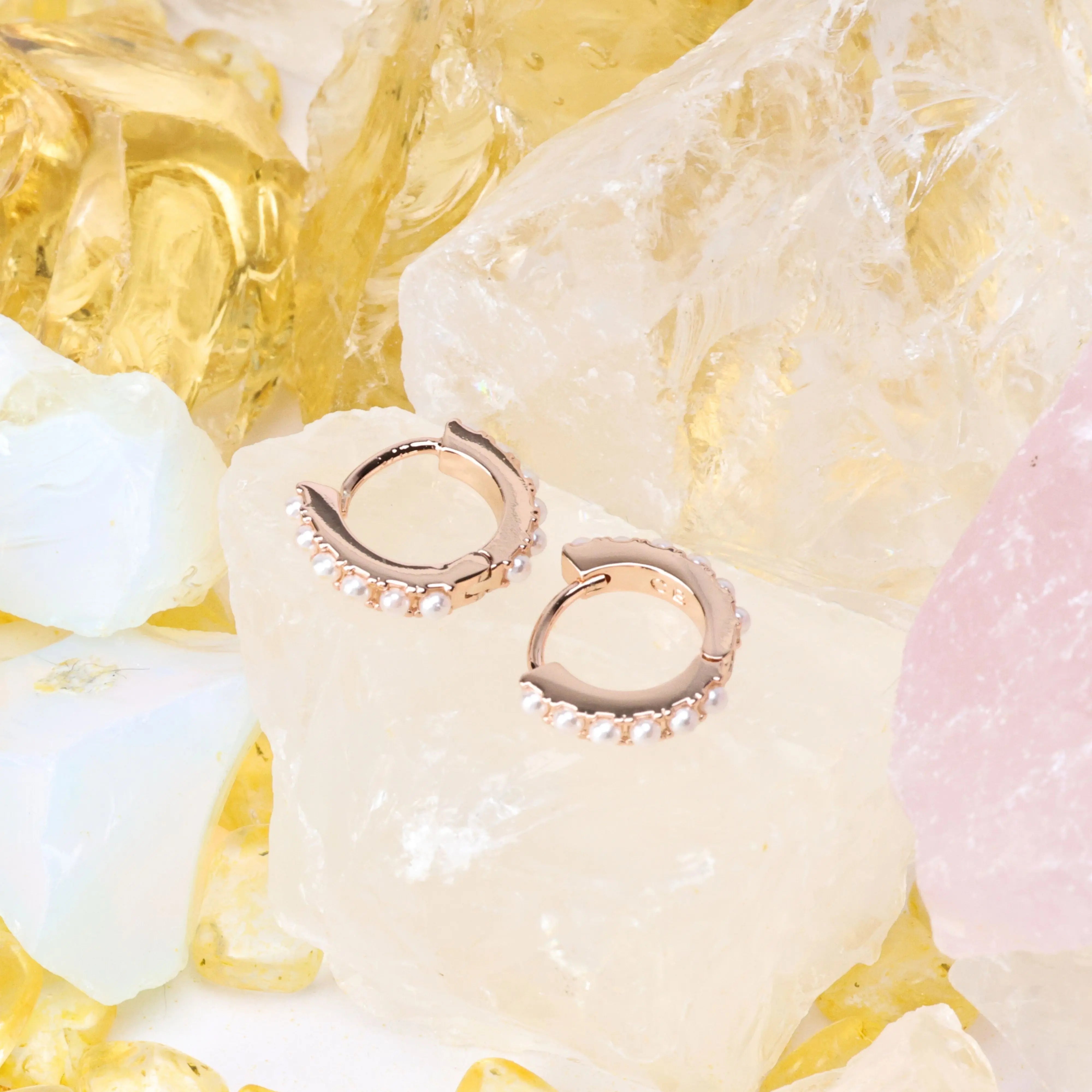 Laurel White Pearl Hoop Earrings