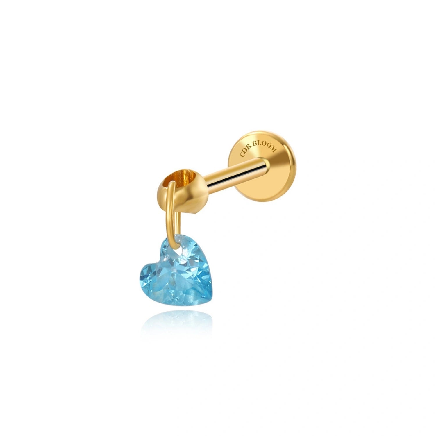 Titanium Floating Aquamarine Charm Flat Back Stud Earring