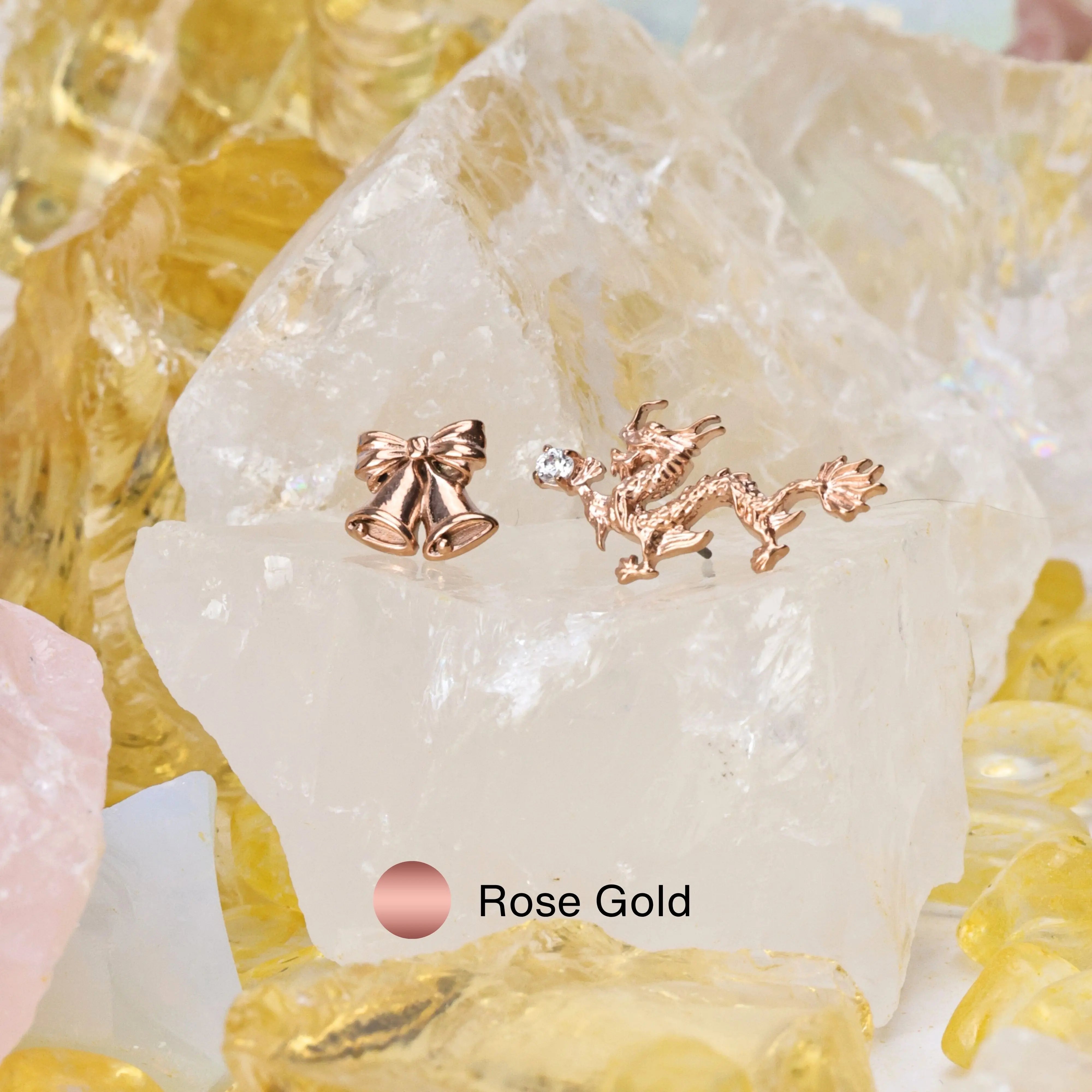 Titanium Statement Diamond Dragon Flat Back Stud