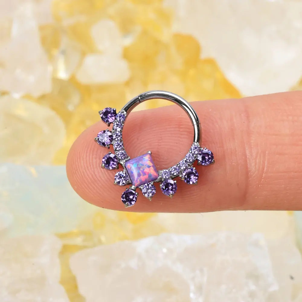 Titanium Persephone Violet Flame Opal Clicker