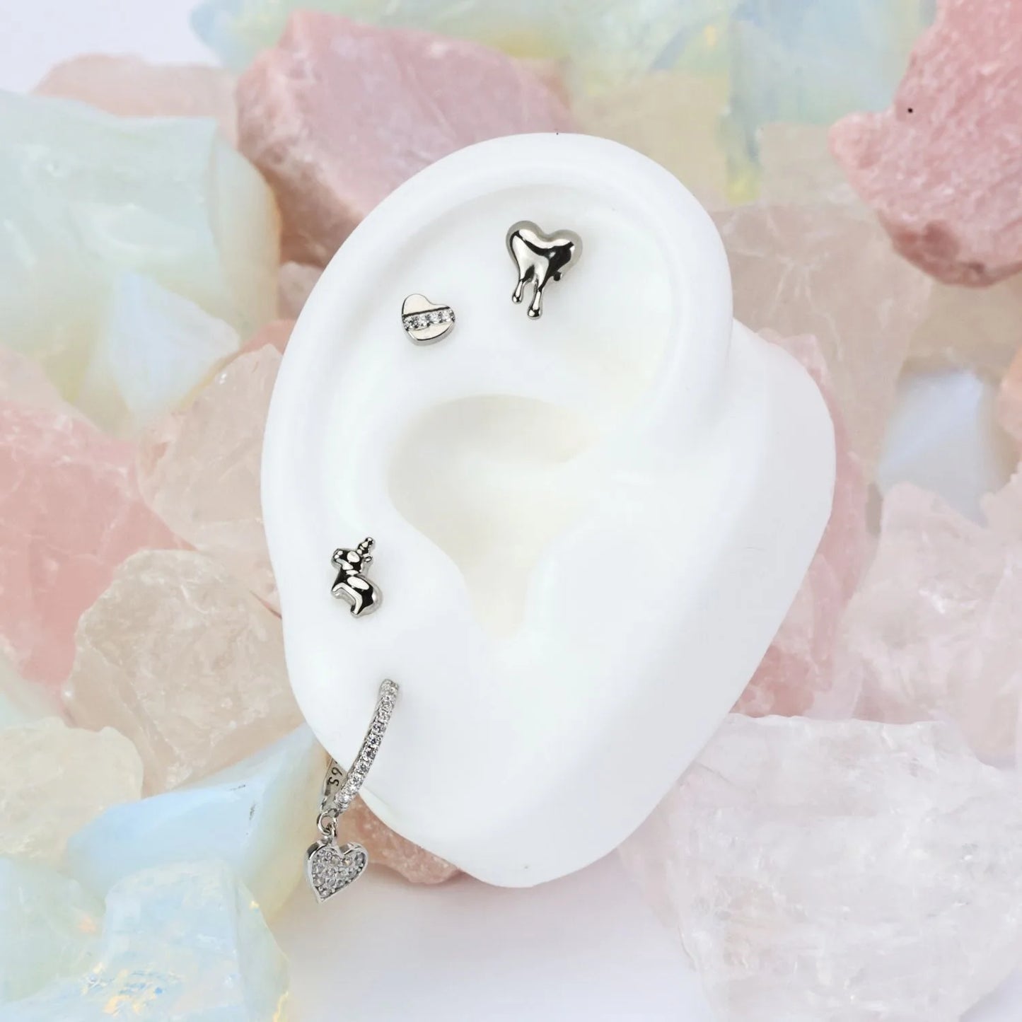 Titanium Dripping Heart Piercing Stud
