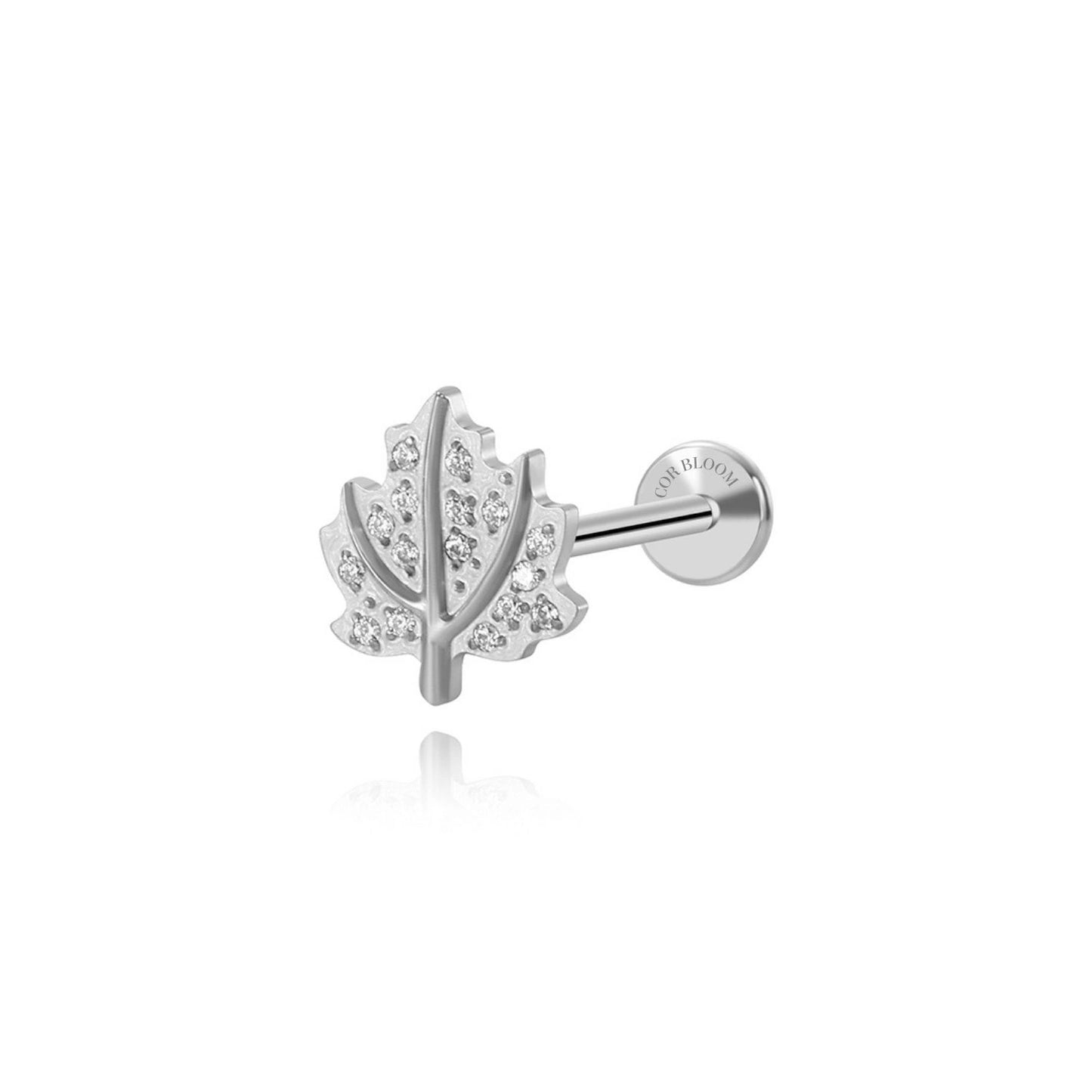 Titanium Diamond Maple leaf Flat Back Stud