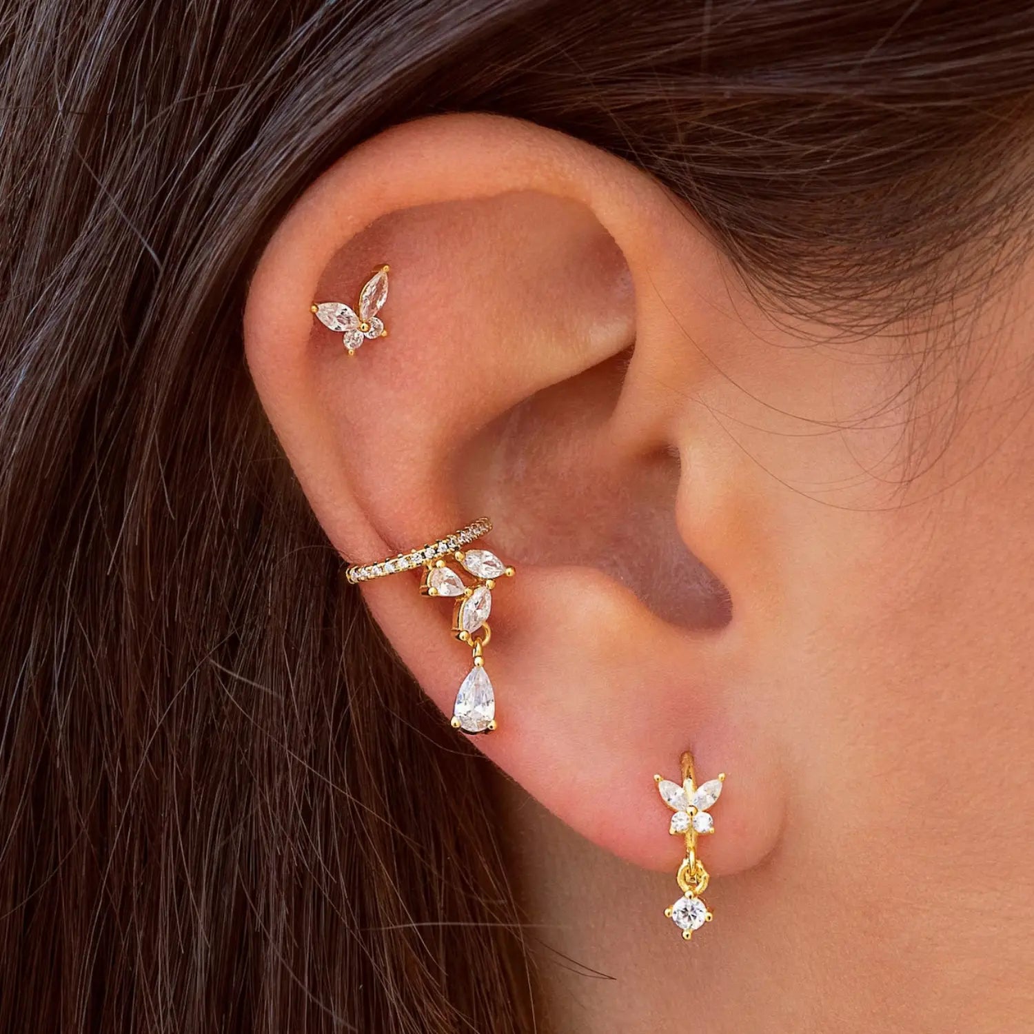 Nefeli Diamond Butterfly Huggie Earrings
