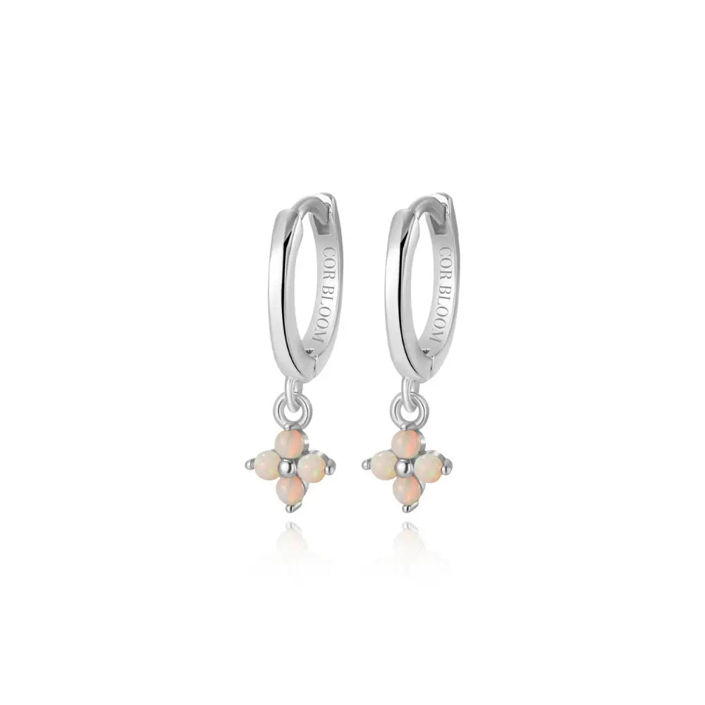 Alaiya White Opal Four-Leaf Clover Hoop Earrings