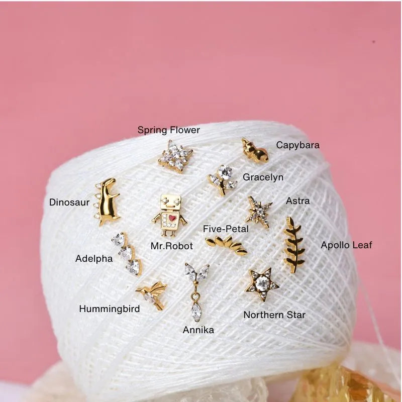 Titanium Annika Dangling Two Petal Flat Back Stud