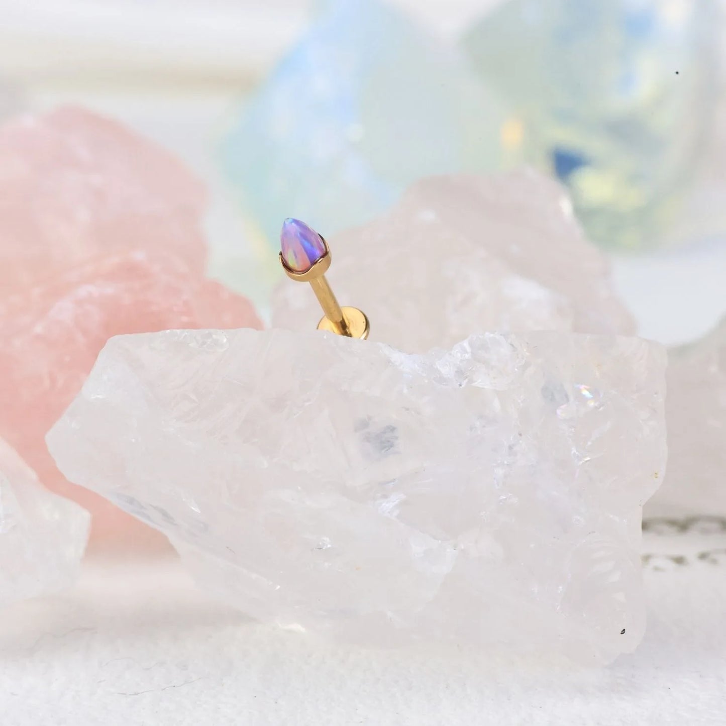 Titanium Violet Flame Opal Peak Cone Piercing Stud