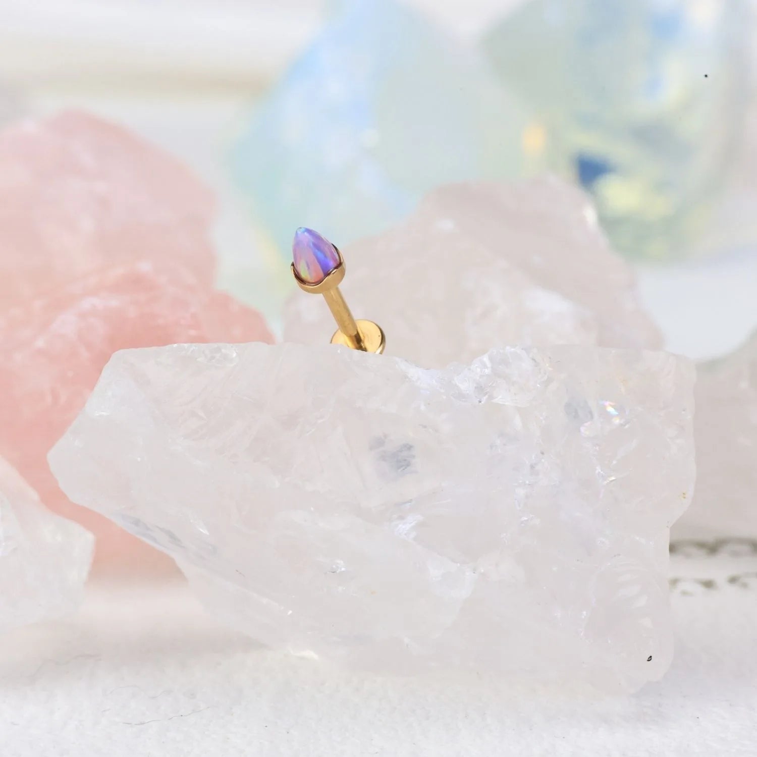 Titanium Violet Flame Opal Peak Cone Piercing Stud
