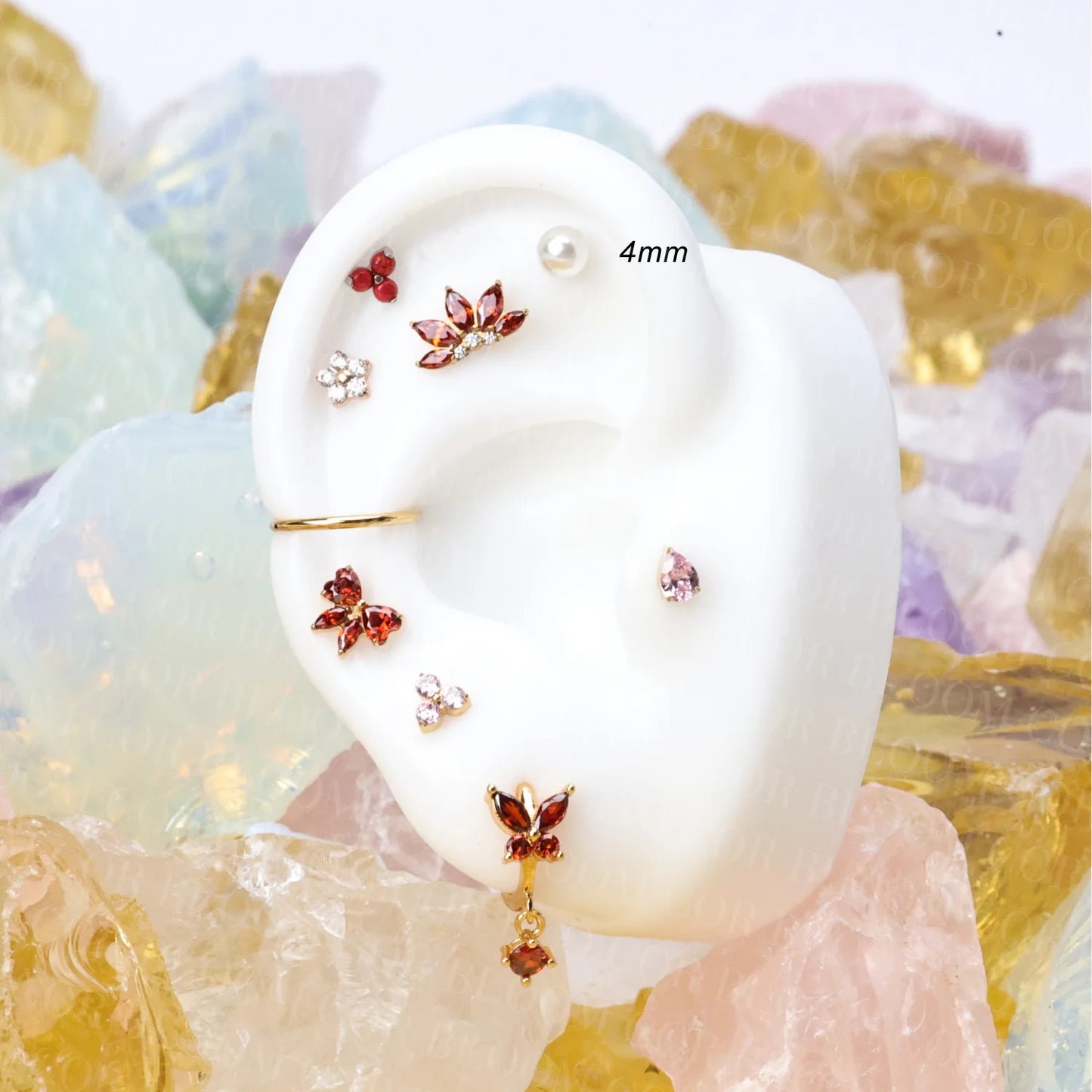Titanium Baby Pearl Threaded Flat Back Stud