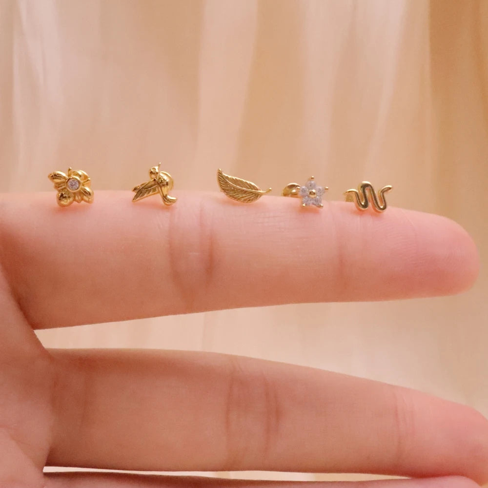 Titanium Mini Spring Bird Flat Back Stud